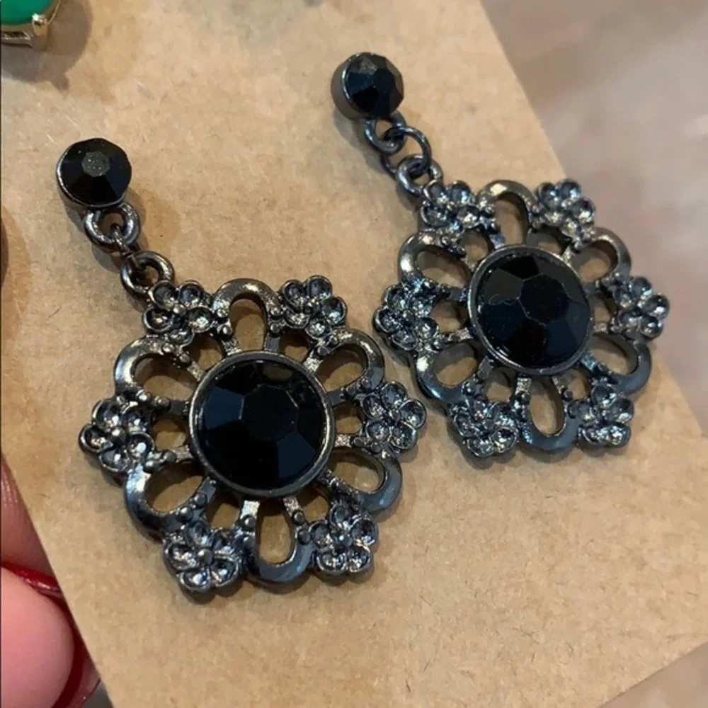 💐5/25 faceted stone stud crystal drop dangle